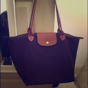 Longchamp le Pliages Large Tote in Brown