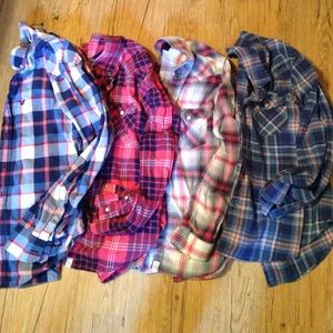 3 American Eagle Plaid Flannel shirts