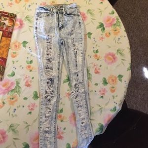 high waisted ripped jeans