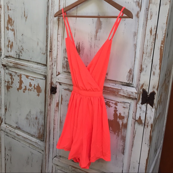 NWT Neon Orange Romper Sz Sm - Picture 4 of 4