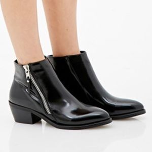 Zippered Faux Leather Boots