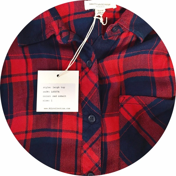 red cobalt plaid button-up