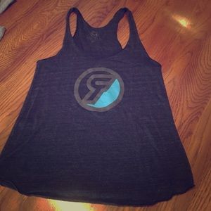 ROKFIT Crossfit Tank - Dark Gray and Blue Detail