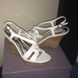 White & Tan Wedges Sz. 8.5
