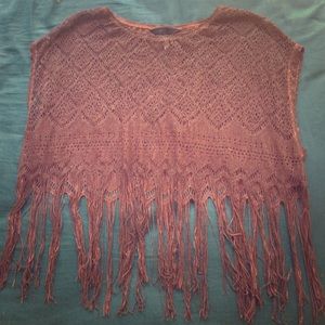 Black Poppy XS fringe crotchet crop top