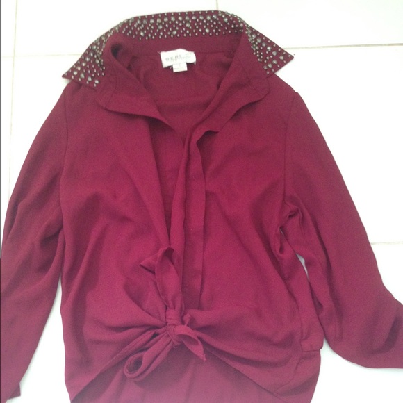 Burgundy gem collar top
