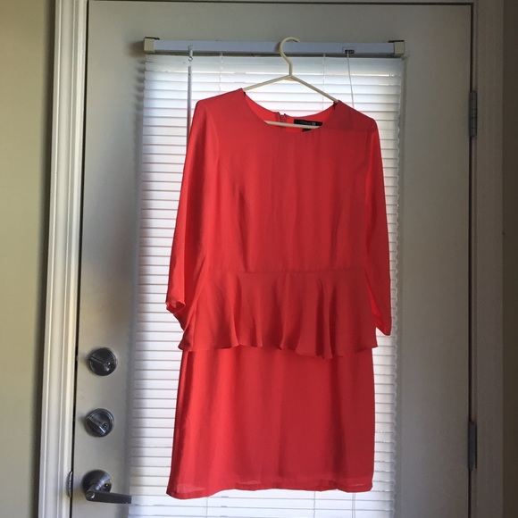 Coral peplum dress