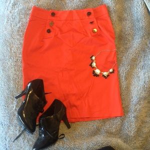 (TRADED)💋❤️ Button Up Red Pencil Skirt ❤️💋