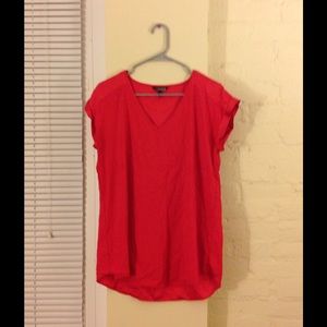 Silky red v-neck