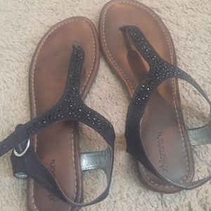 Black rhinestone sandals