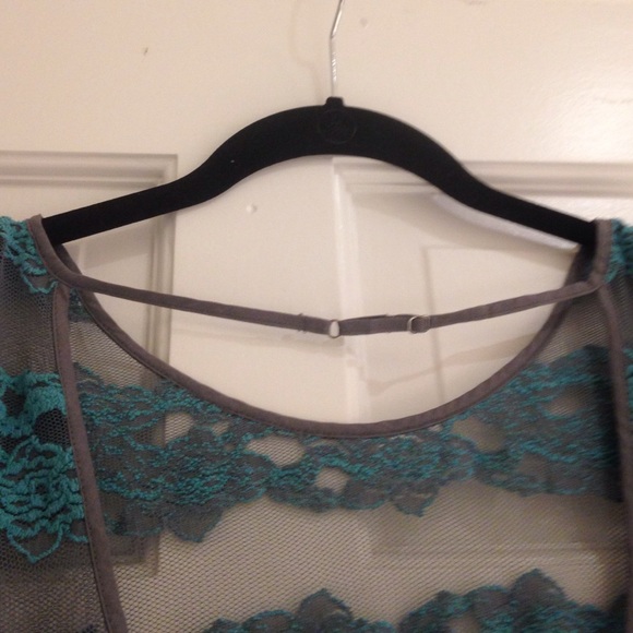 Free people teal embroidered, grey  lace top NWT - Picture 2 of 3