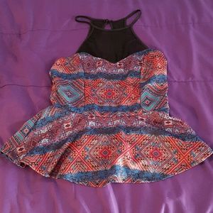Beautiful Aztec Print Peplum Top