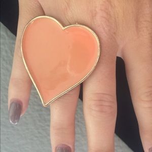 Large peach statement heart ring