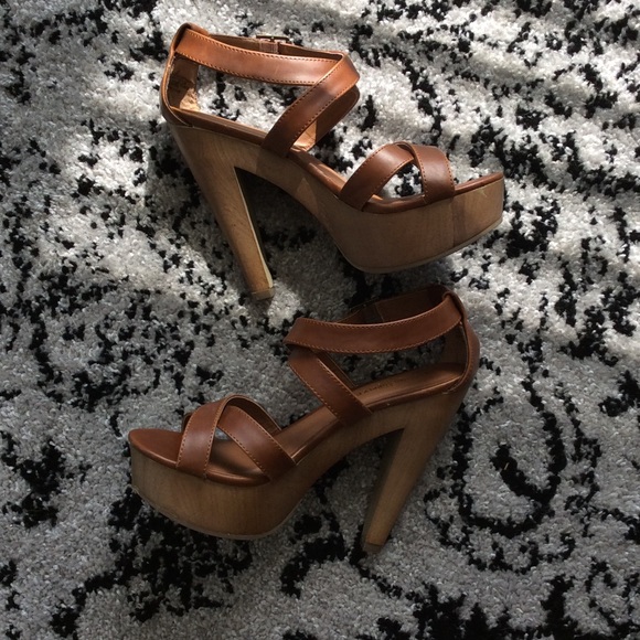 Tan wooden heels
