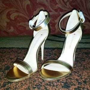 Metallic Ankle Strap Heel