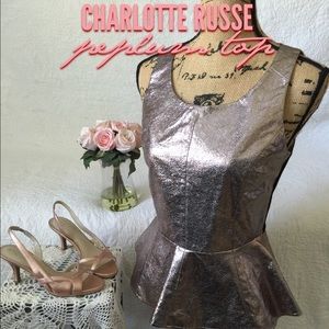 *reserved*Metallic peplum top