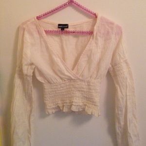 Cream Long Sleeve Crop Top