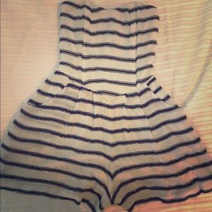 Black and white strapless romper