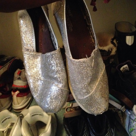 Silver Sequin Toms