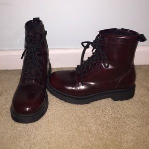 Dark Maroon Combat Boots