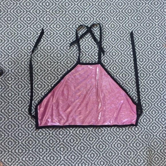 reversible metallic pink to hot pink, tie halter