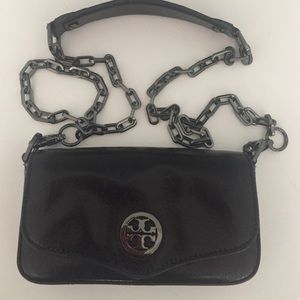Tory Burch black/gun metal cross body-mint!