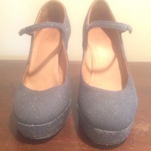 Barney's New York Semi-Worn Sparkle Platform Heels