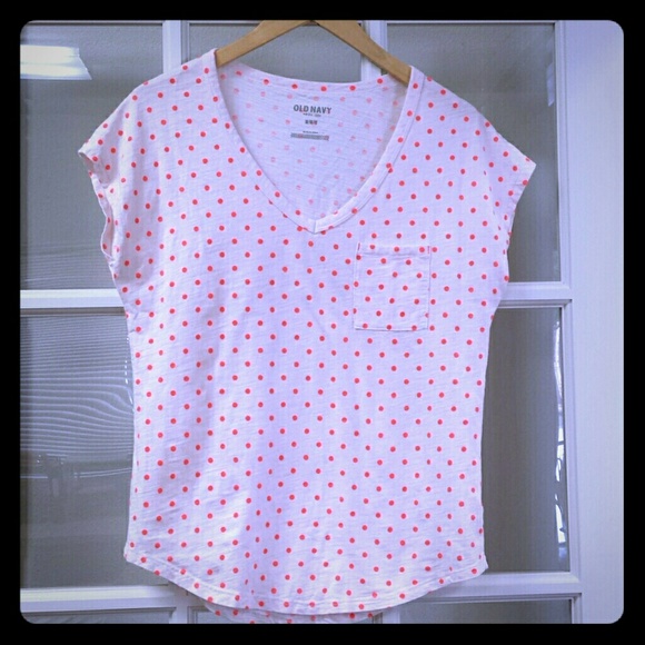 Old Navy Slub Pocket Tee with Orange Dots