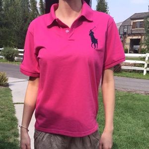 Mens pink polo