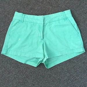 Mint green J. Crew 3 inch Chino Shorts
