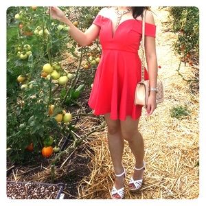 Lulu's off shoulder coral dress