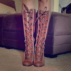 Seychelles Brown Leather Lace up Boots