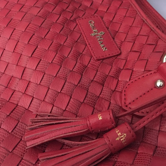 🚫SOLD🚫Cole Haan red leather woven satchel - Picture 3 of 4