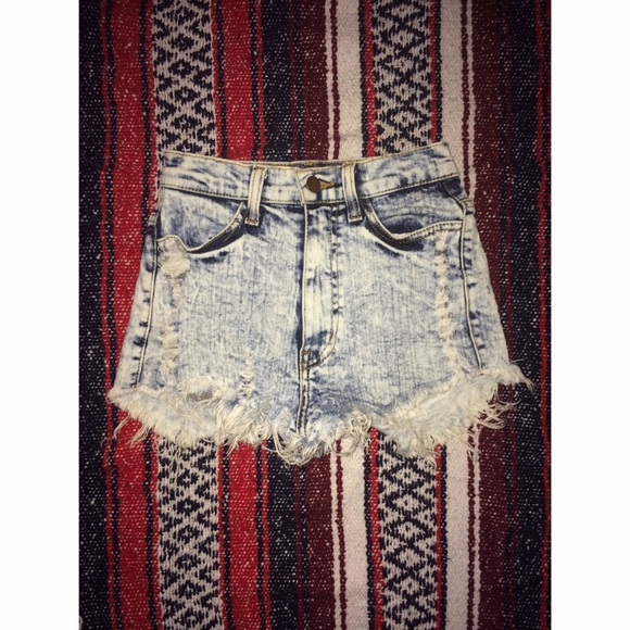 Bleached Denim High Waisted Shorts