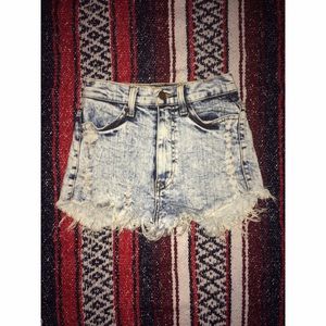 Bleached Denim High Waisted Shorts