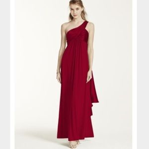 David's bridal's one shoulder long jersey dress