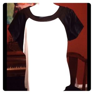 Faux leather accent blouse