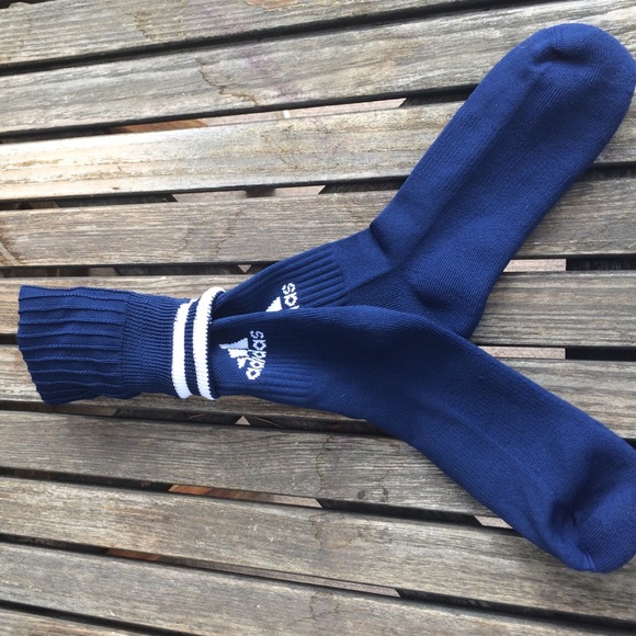 New blue and white striped soccer socks