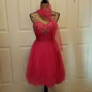 Gorgeous Heart Shape Halt Top Pink Dress