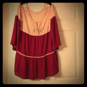Maroon and light pink dress
