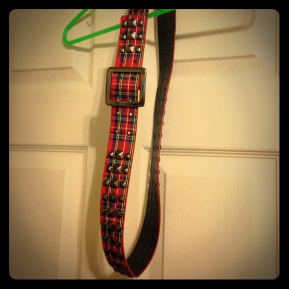 🎃 Red Plaid Studded Punk Belt 🎃
