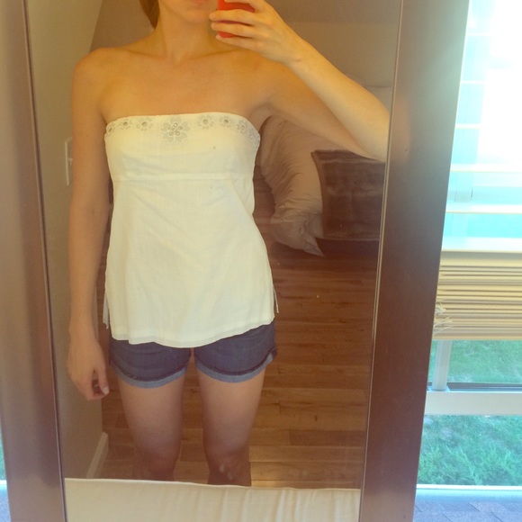 J.Crew White Tube Top Blouse