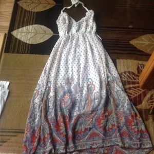 Long halter backless dress