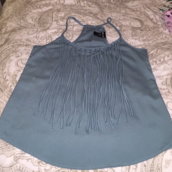 Metallic blue/grey fringe tank