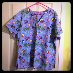 Fun in the Sun Sky Blue Scrub Top