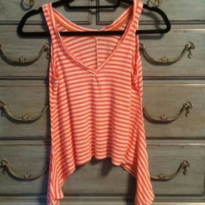 Orange &  white tank top.