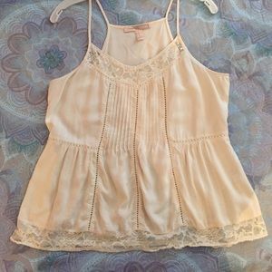 Beige, lace trim Forever 21 top