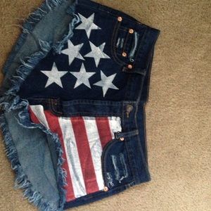 Fourth of July print high waisted Jean shorts