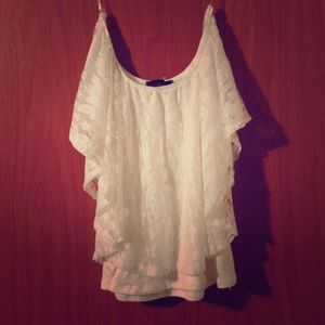 Cute flowing, white lace shirt