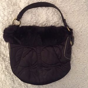 Coach rabbit fur handbag
